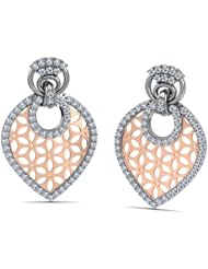 Diamond (0.93 Ct, IJ-SI), 18 Kt White & Rose Palatial Beauty Earrings