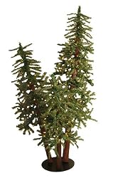 5' Pre-Lit Natural Alpine Artificial Christmas Tree Trio Set - Clear Lights