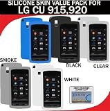 Silicone Skin 5 pc. Value Pack for your LG VU 920 (Black, Blue, White, Clear, Smoke) Bonus DBRoth Microfiber Cleaning Cloth Included