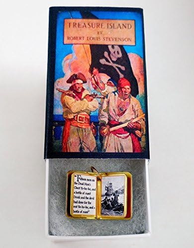Miniature Book Charm Quote Pendant - Treasure Island by Robert Louis Stevenson - for charm bracelet or on necklace. Custom available!