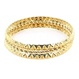 Gold Bangles with Faceted Diamond Pattern