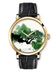 SPRAWL Aanalog Fashion Series Gold Ladies Watches of Genuine Black Leather Strap,Unique Wrist Watch for Women Girls Designed with Birds on tree green paint