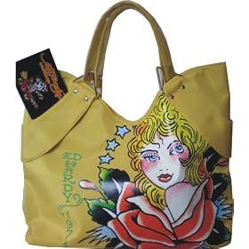 ED HARDY VERONICA LADIES YELLOW TOTE BAG / SHOPPER