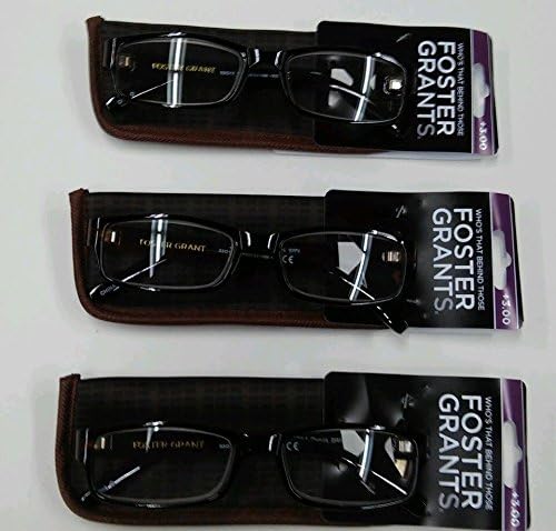 LOT OF 3 Foster Grant Derick BRN with case READING GLASSES +3.00 NEW