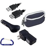Sony Bloggie CM5 High Definition MP4 Video Recorder Ultimate Bundle Pack: Black Sleeve Carrying Case, USB Extension Cable 6 Feet, USB Car Charger, and USB Wall / Travel Charger with Free Carabiner Keychain