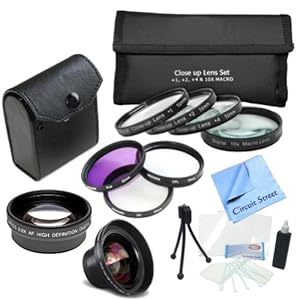 Complete 52mm Lens Kit For The Nikon D7000, D7100 Digital SLR Cameras: Includes: 4 Piece Macro Lens Kit, 3 Piece Filter Kit, 0.45x Wide Angle Lens, 2x Telephoto Lens, Cleaning Kit and more...