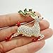 TTjewelry Pretty Christmas Deer Gold-Tone Brooch Pin Clear Rhinestone Crystal