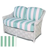 Lloyd Flanders Calypso White Finish Love Seat With Cabana Stripe Spa Fabric - B0029XKVWS