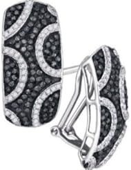 0.75 cttw 10k White Gold Black Diamond Hoop Earrings (Real Diamonds: 3/4 cttw)