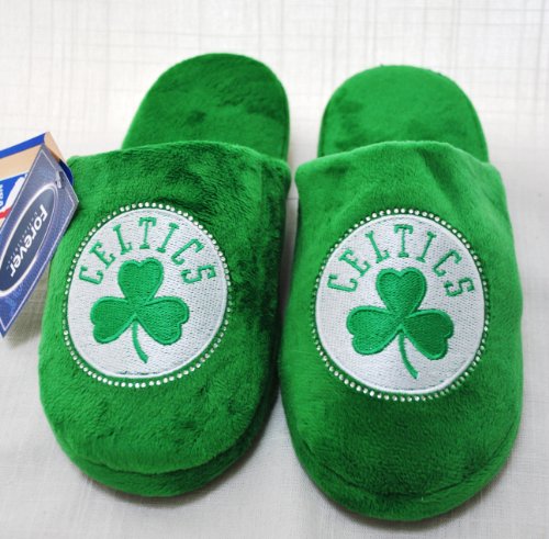 Boston Celtics Rhinestone Slip-On womens plush slippers size XL