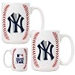 New York Yankees MLB 2pc Ceramic Gameball Mug Set - Primary Logo