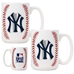 New York Yankees MLB 2pc Ceramic Gameball Mug Set - Primary Logo