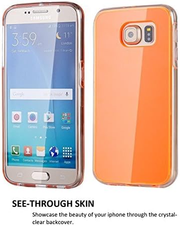 Samsung Galaxy S6 Case Galaxy S6 Case Clear, Scratch Resistant, Clambo Crystal Series Clear Galaxy Case Orange Samsung Galaxy S6 Galaxy S6 Bumper Case (Neon Orange)