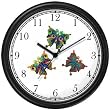 Three Colorful Butterflies (Butterfly) Wall Clock by WatchBuddy Timepieces (Hunter Green Frame)