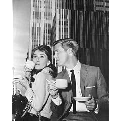 AUDREY HEPBURN AS HOLLY GOLIGHTLY, GEORGE PEPPARD AS PAUL 'FRED' VARJAK FROM BREAKFAST AT TIFFANY'S #1 - SCHWARZ-WEISS - Filmfoto - MITTELGROSS - 14x11" (36x28cm)