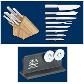 Rada Cutlery Knife Block Set with Knife Sharpener, Colossal Oak Block Gift Set, Solid Cast... by Rada Cutlery