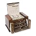 Bubinga Veneer w/Elm Burl Inlay 3 Drawer with Slide-out Sides Jewelry Box