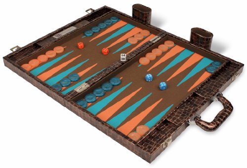 Brown Clown Backgammon Set in Faux Croc-image