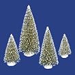 Set of 4 Flocked Olive Green Artificial Mini Village Christmas Trees - Unlit
