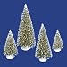 Set of 4 Flocked Olive Green Artificial Mini Village Christmas Trees - Unlit