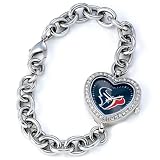 Houston Texans NFL Silver Rhinestone Ladies Heart Watch