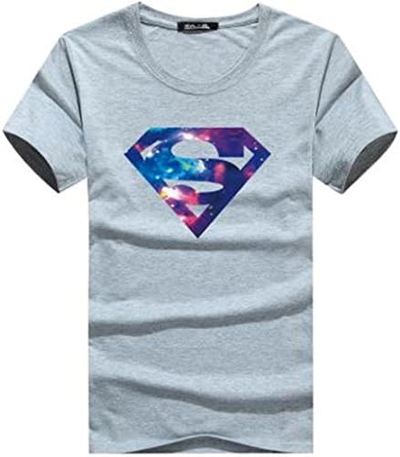 GAOKE Stylish Mens Superman T Shirts Short Sleeves Gym Summer Stretch T-Shirt Hot Gray XS
