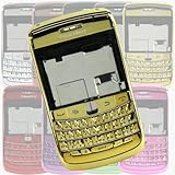 IMAGE OF [Aftermarket Product] GOLD Chrome Full Housing Cover Faceplate Fascia Plate Panel+Battery Back Door+Key Keypad Button Keyboard For Rim BlackBerry Bold 9700 Oynx Repair Replacement Replace