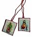 Scapular - Embroidered Cloth - Our Lady Of Guadalupe - Sacred Heart Of Jesus - Red