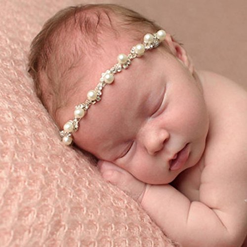 DZT1968® Baby Girl Narrow Headband Head Wrap Hair Band Headwear With Pearl Rhinestone Flower