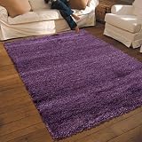 NEW THICK MODERN SHAGGY APOLLO RUG PLUM