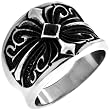 Inox Jewelry Men's Gothic Scroll Cross 316L Stainless Steel Ring