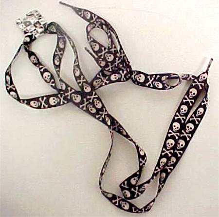 Black / White Skull & Crossbones Shoelaces Shoe Laces