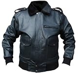 Lederjacke Motorradjacke Bomberjacke Rockerjacke Fliegerjacke Schwarz, Herrengröße:52
