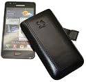 Suncase Ledertasche (Lasche mit Rückzugfunktion) für Samsung Galaxy S II (i9100) S2 schwarz