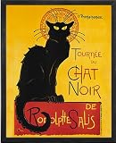 Le Chat Noir ("The Black Cat") Art Poster Print 20" x 16". Framed (18 x 22", real wood Black Charcoal frame #5)