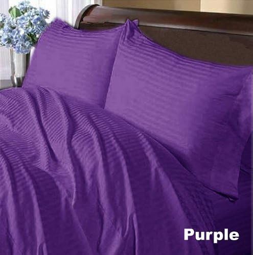 500 TC Deluxe Ultra Soft Silky 100% Egyptian cotton Luxurious Flat Sheet 500 THREADS Twin Purple Stripe