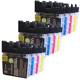 Brother DCP-375CW compatible printer ink cartridges - 12 pack (3 Black, 3 Cyan, 3 Magenta, 3 Yellow) to replace Brother LC980 cartridges.