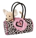 Plush Chihuahua Pink Leopard Bag 7"