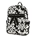 BELVAH Medium Quilted Damask Print Backpack - Black & White, (11 x 13 x 5)