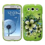 Fosmon MATT Series Rubberized Design Case for Samsung Galaxy S III i9300 / ATT SGH-i747 / Verizon SGH-i535 / T-mobile SGH-T999 / Sprint SPH-L710 - Green Flower