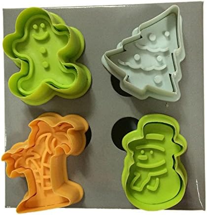 Yunko Cake Christmas Tree Snowman Plunger Cutter Set Decorating Pie Crust Cutter
