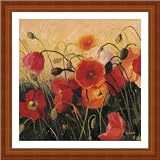 Orange Poppy Party by Shirley Novak Contemporary Floral Wall Art Print Framed Décor