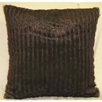 Faux Fur Espresso Brown Stripe Pillow Cushion Cover 20' x 20'