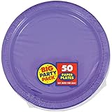 Amscan Amscan New Purple Big Party Pack 9"  Dinner Plates (50 Count), 1, purple