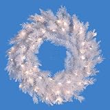 30" Pre-Lit Crystal White Wreath