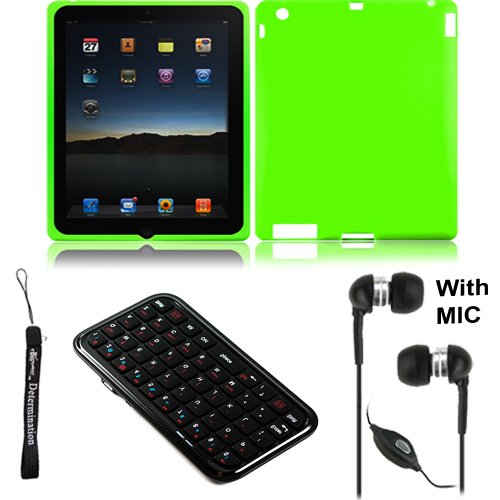 Green Silk Premium Durable Protective Skin for Apple iPad 2 Tab Tablet 2nd Generation + Includes a High Quality and Durable Anti Glare Screen Protector, will prevent from any scratches and dirt going to your iPad Touch Screen + Includes a Mini Bluetooth Wireless Keyboard (compatible with any Bluetooth HID Smartphone and Tablet)