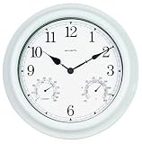 Chaney Instrument 16-Inch White Metal Clock/Thermometer/Hygrometer