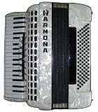 Zoom Produkt-Bild: HARMONA Pianoakkordeon (baugleich wie das Weltmeister Opal), 37/96/III/7/3, weissperloid, Balg rot/schwarz, ungespielt 1A Zustand Bj. 2009