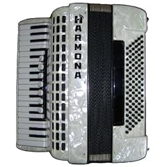 HARMONA Pianoakkordeon (baugleich wie das Weltmeister Opal), 37/96/III/7/3, weissperloid, Balg rot/schwarz, ungespielt 1A Zustand Bj. 2009