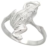 Sterling Silver Diamond Cut Frog Ring - size 7